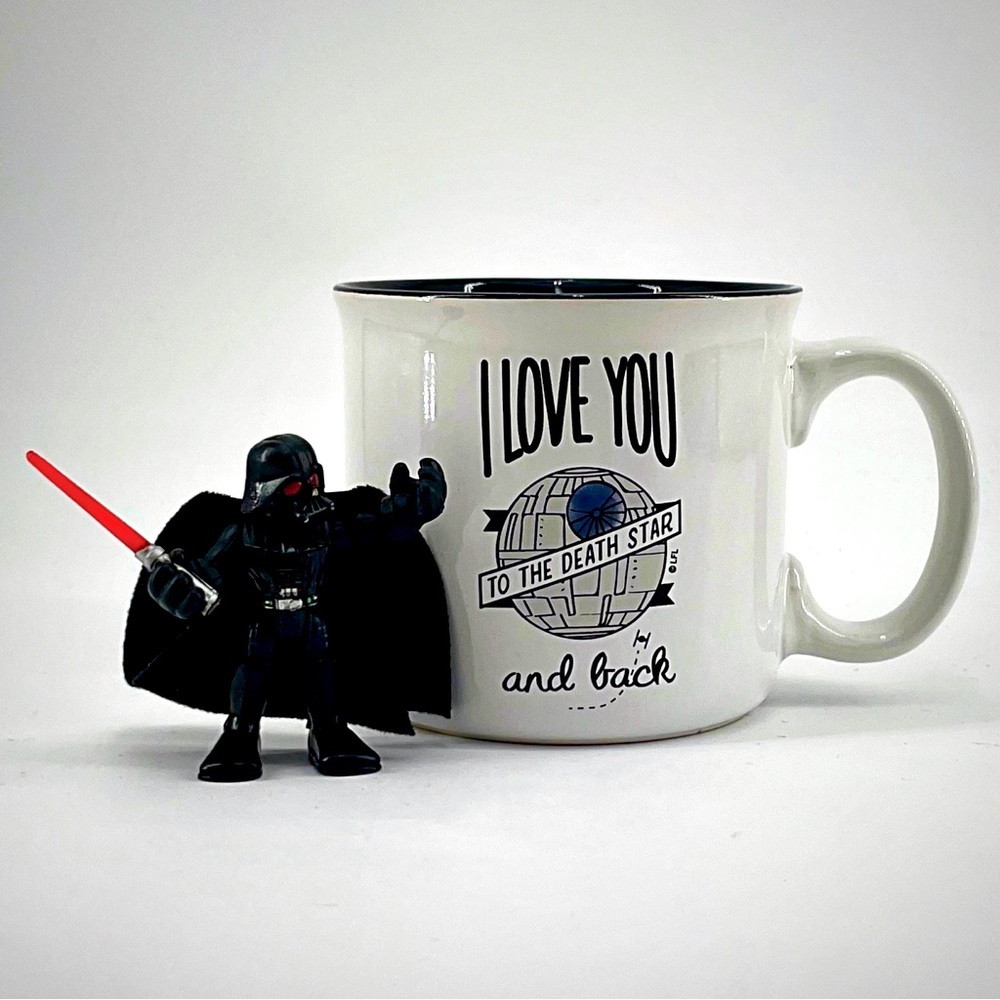 Star Wars Large Death Star Coffee Mug Hasbro Mini Darth Vader Action Figure Lot